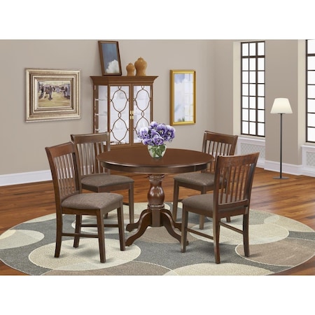 East West Furniture 5 Piece Hartland Kitchen Table Set - Mahogany HBNF5-MAH-C